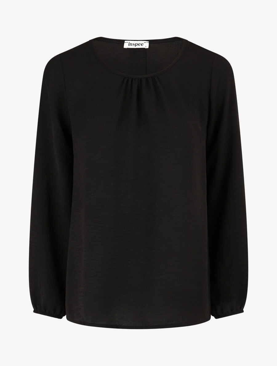 Blouse fluide uni à boutons décoratifs au dos - Noir - 4