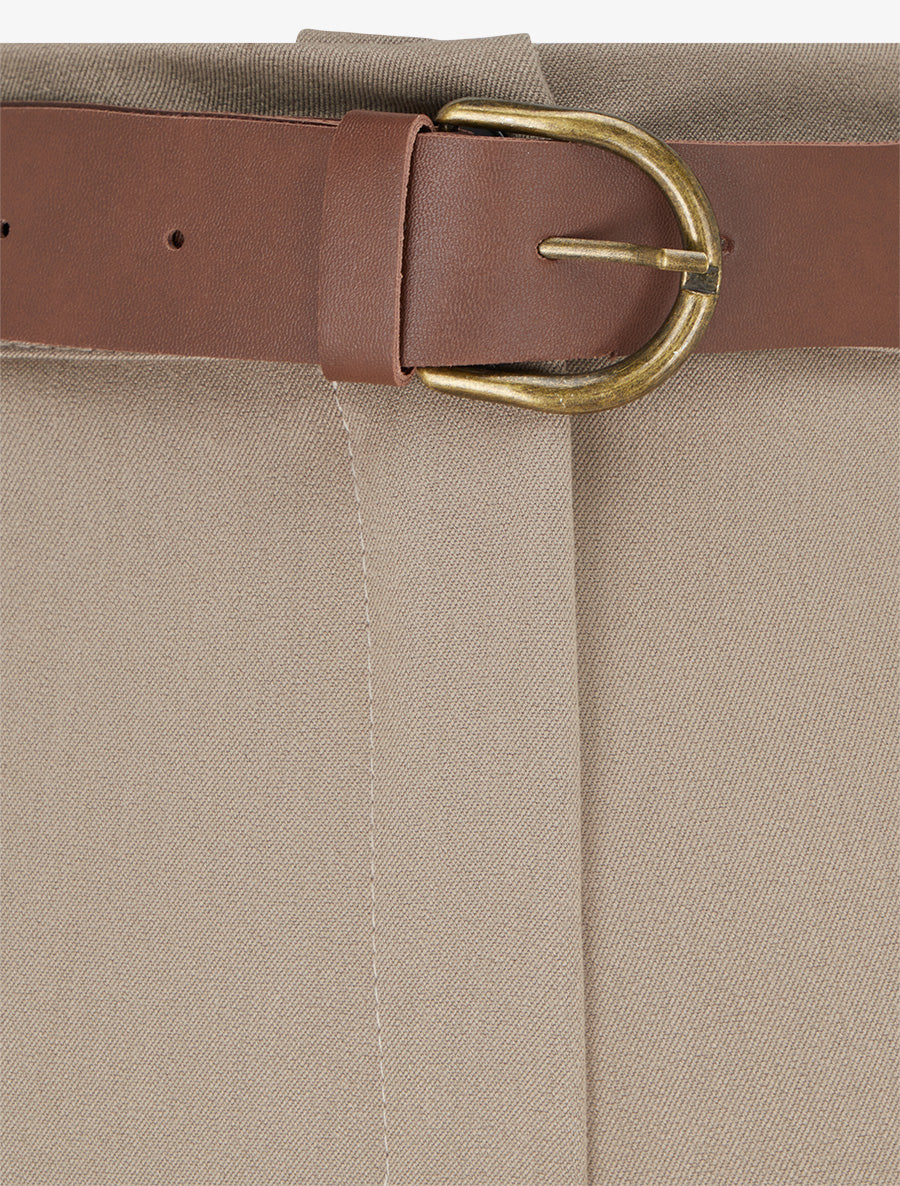 Pantalon droit uni taille haute - Taupe clair - 3