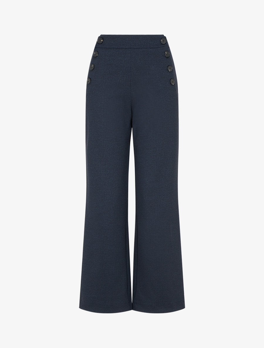 Pantalon à pont coupe droite - Marine - 1