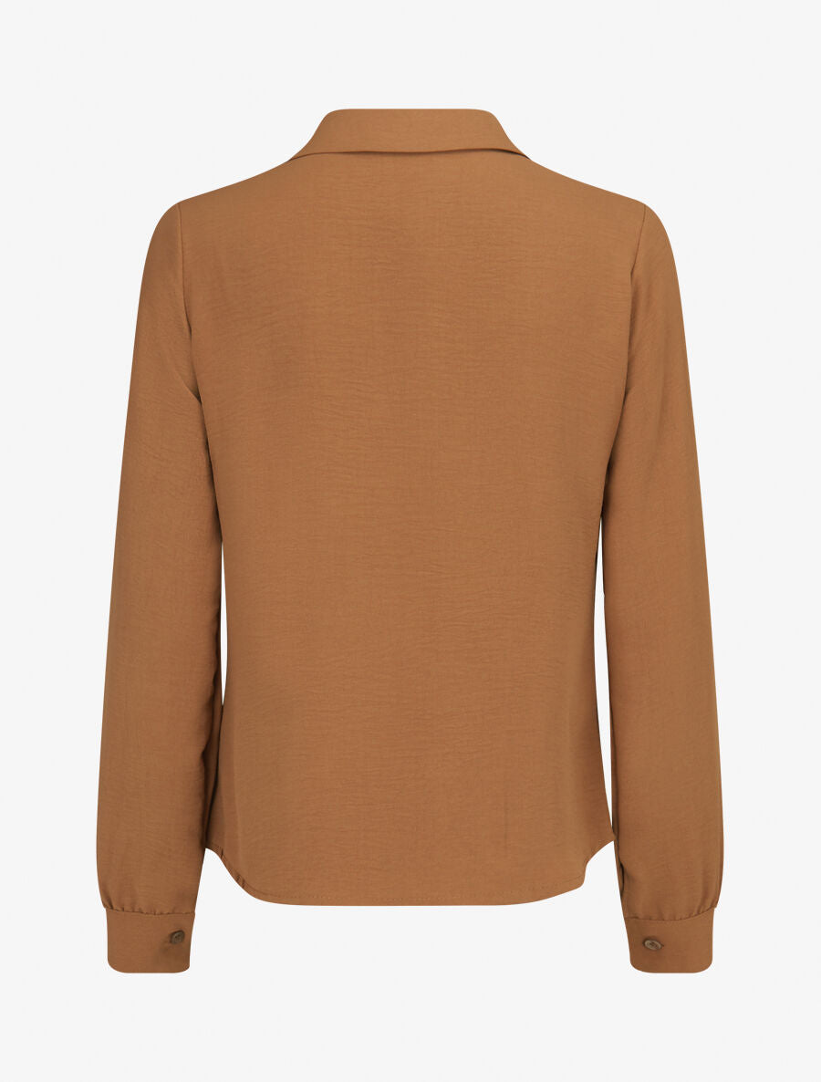 Chemise droite plissée - Camel - 2