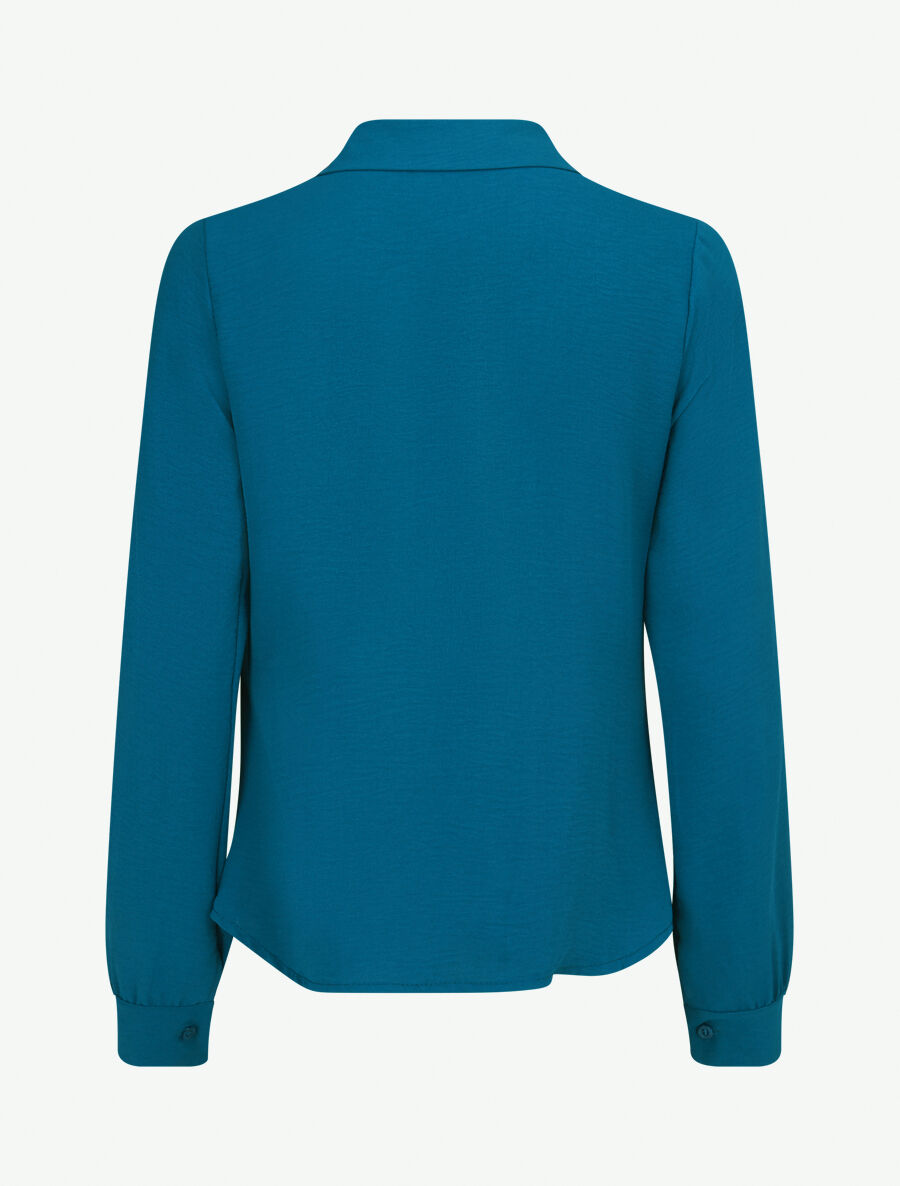 Chemise droite plissée - Bleu canard - 2