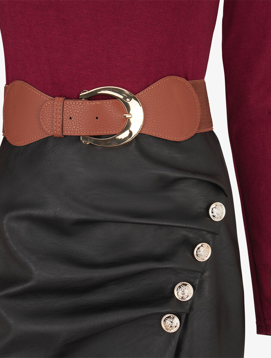 Robe bimatière jupe plissé à boutons - Lie de vin - 3