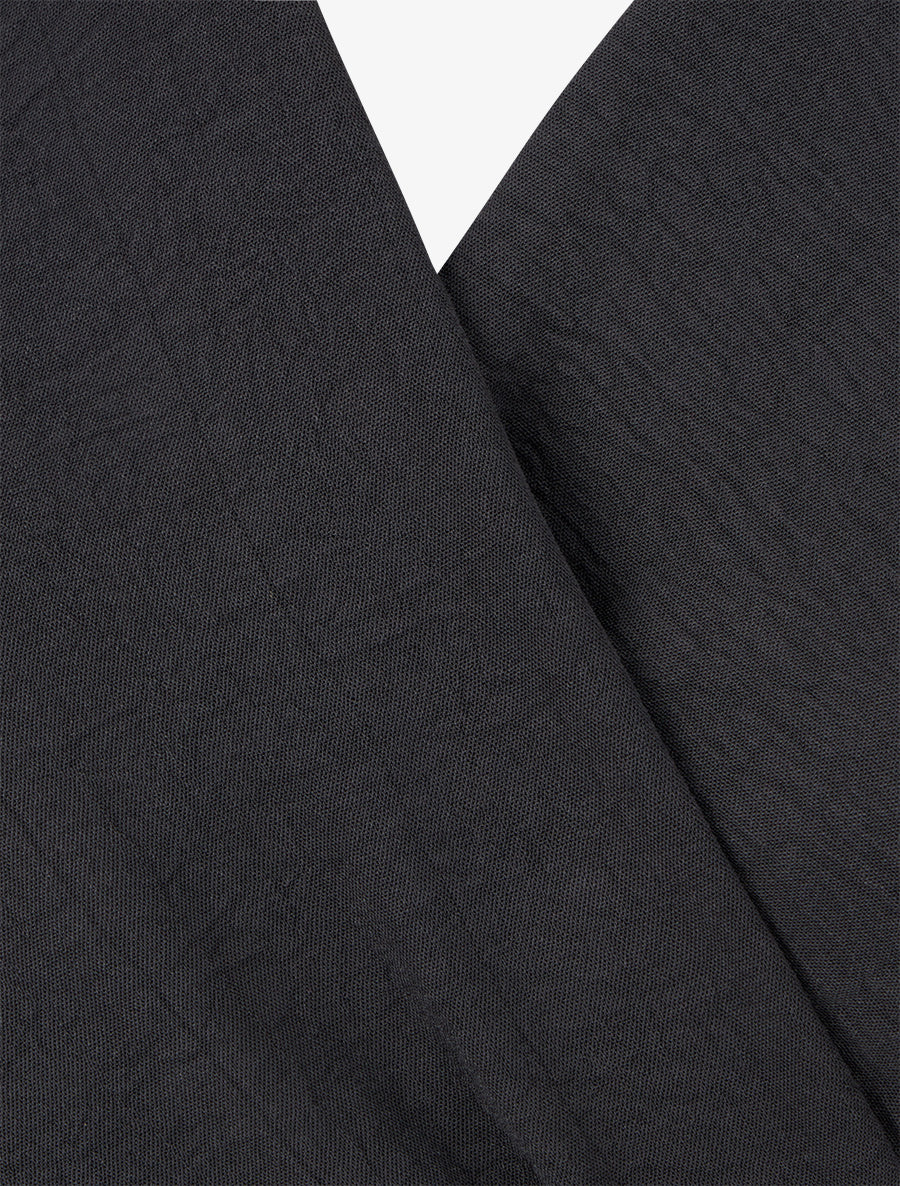 Blouse unie style portefeuille à col cache-coeur - Noir - 3