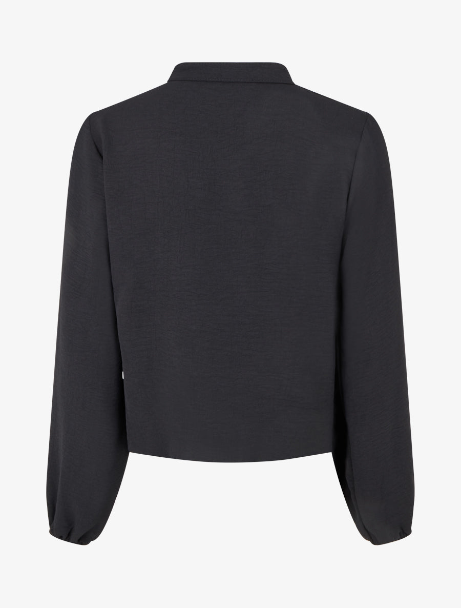 Blouse fluide coupe boule à détail crochet - Noir - 2