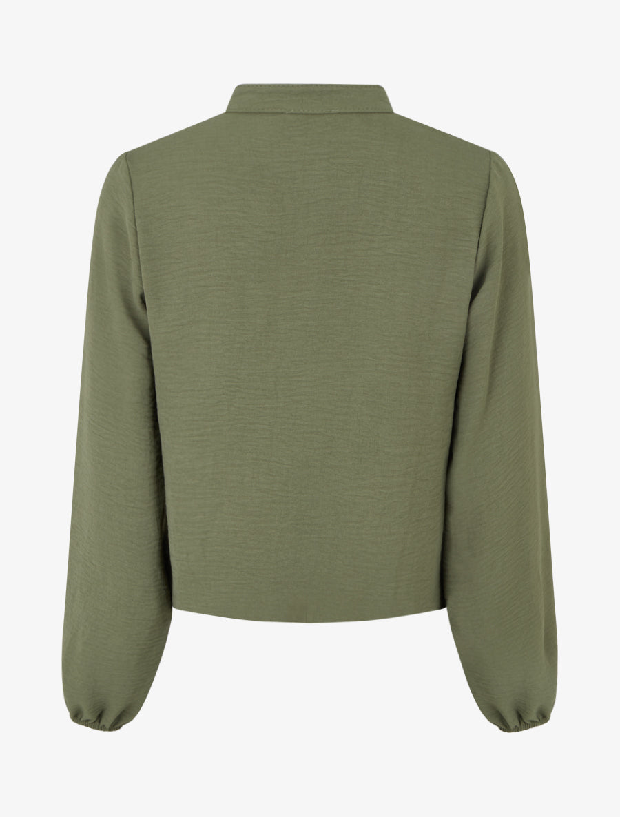 Blouse fluide coupe boule à détail crochet - Kaki - 2