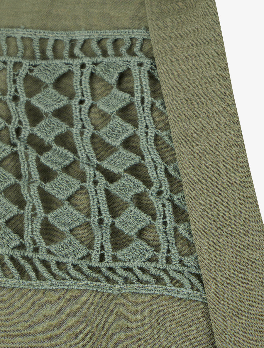 Blouse fluide coupe boule à détail crochet - Kaki - 3