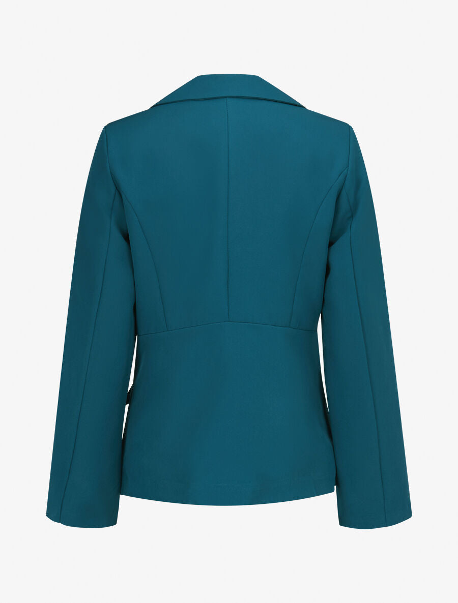 Veste asymétrique fermeture à 3 boutons - Bleu canard - 2