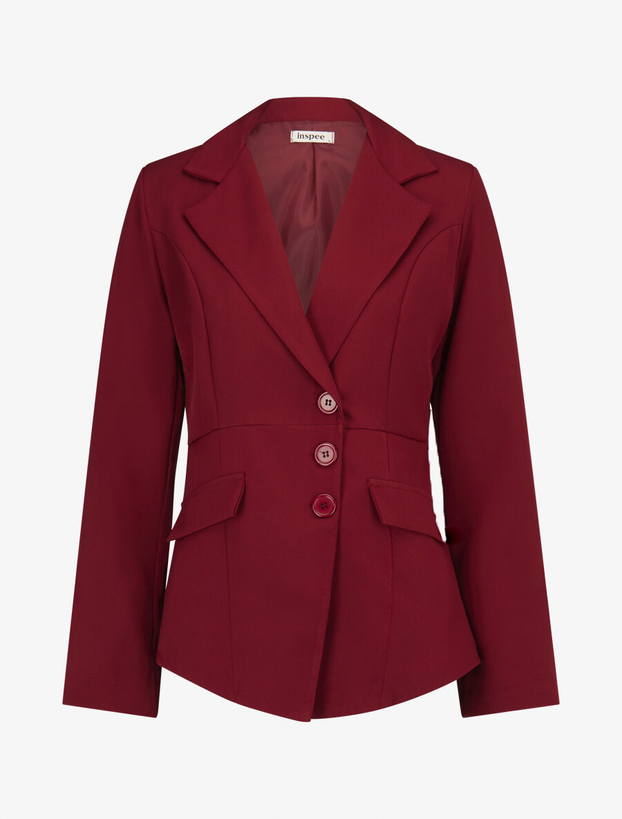 Veste asymétrique fermeture à 3 boutons - Bordeaux - 4