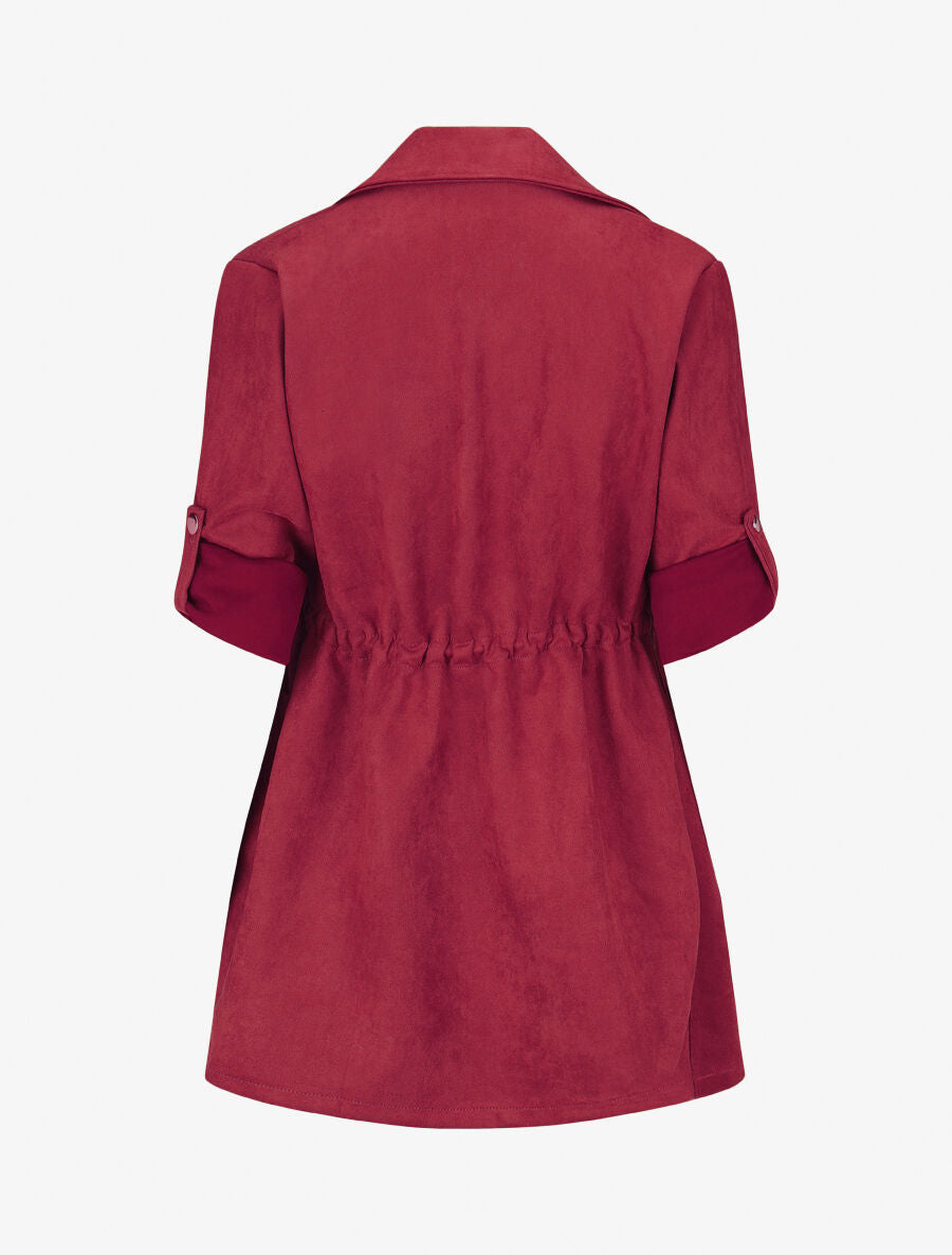 Veste longue en suédine - Bordeaux - 2