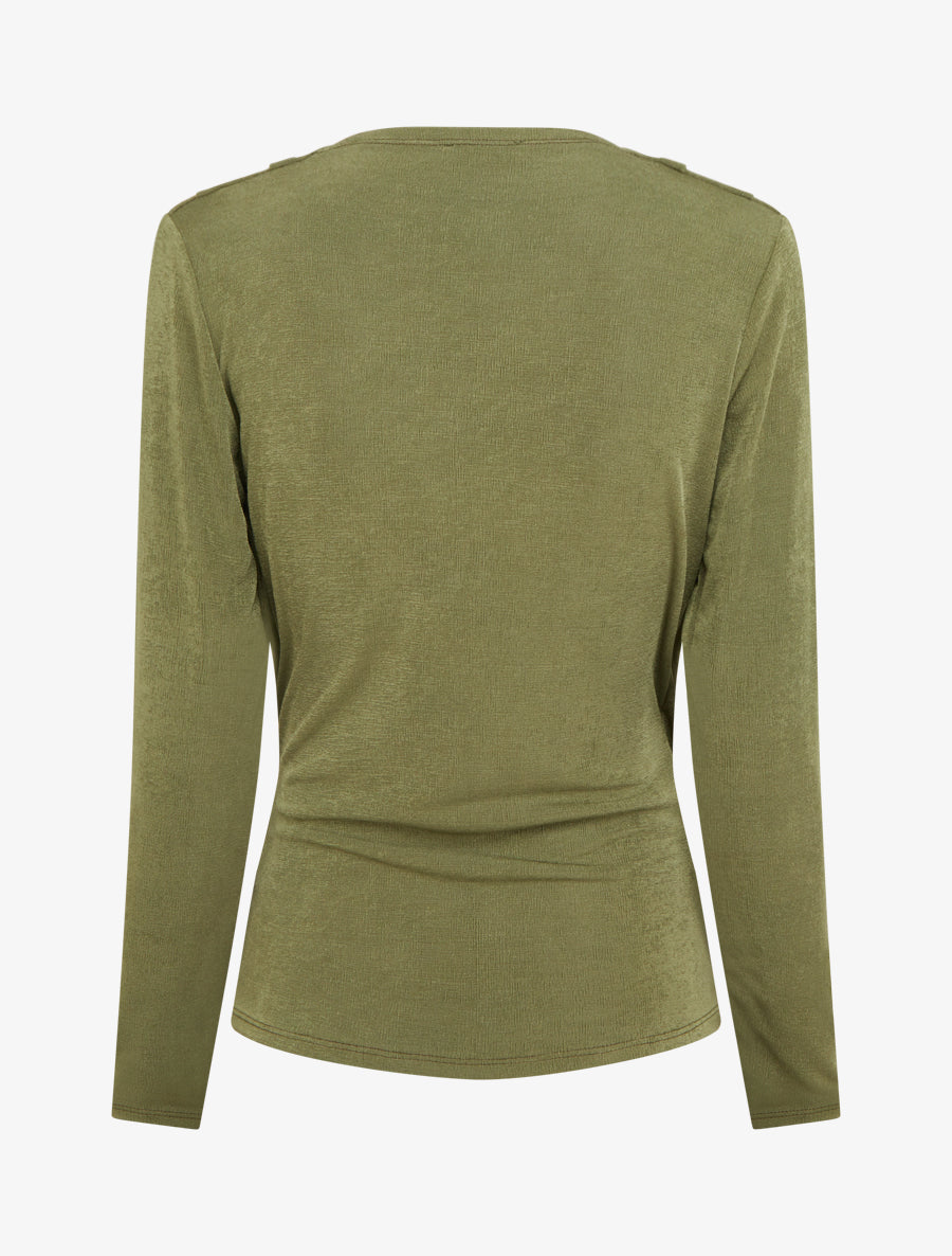 Top satiné à boucle et manches longues - Kaki - 2