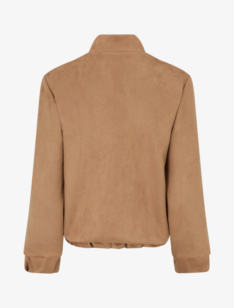 Veste élastiquée en suédine - Camel - 2
