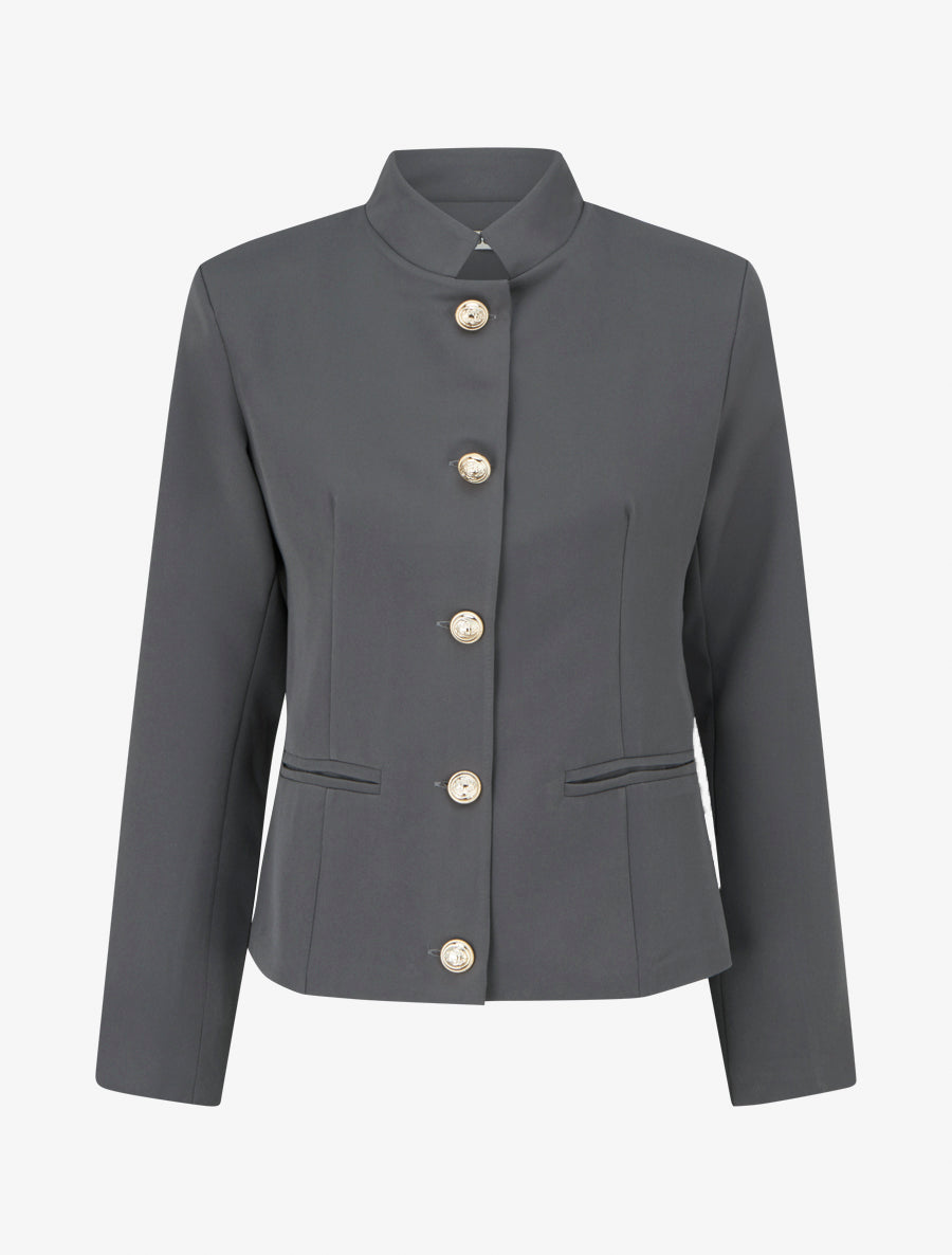 Blazer boutonné à épaulettes - Gris - 1