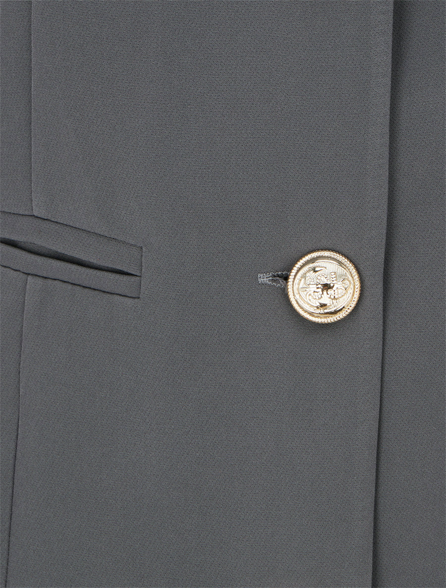 Blazer boutonné à épaulettes - Gris - 3