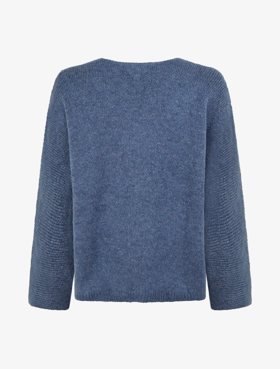 Pull à col rond à motif floral - Marine - 2