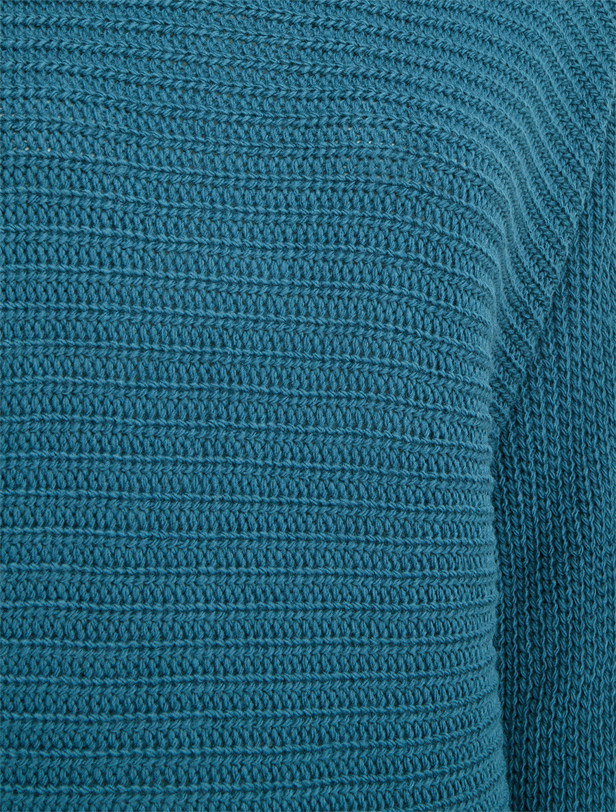 Pull uni à manches chauves-souris - Bleu canard - 3