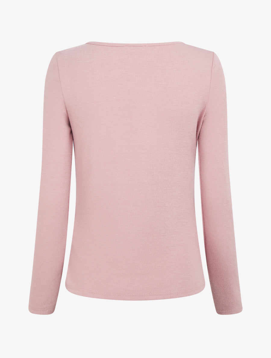 Pull uni à côté effet drapé - Rose - 2