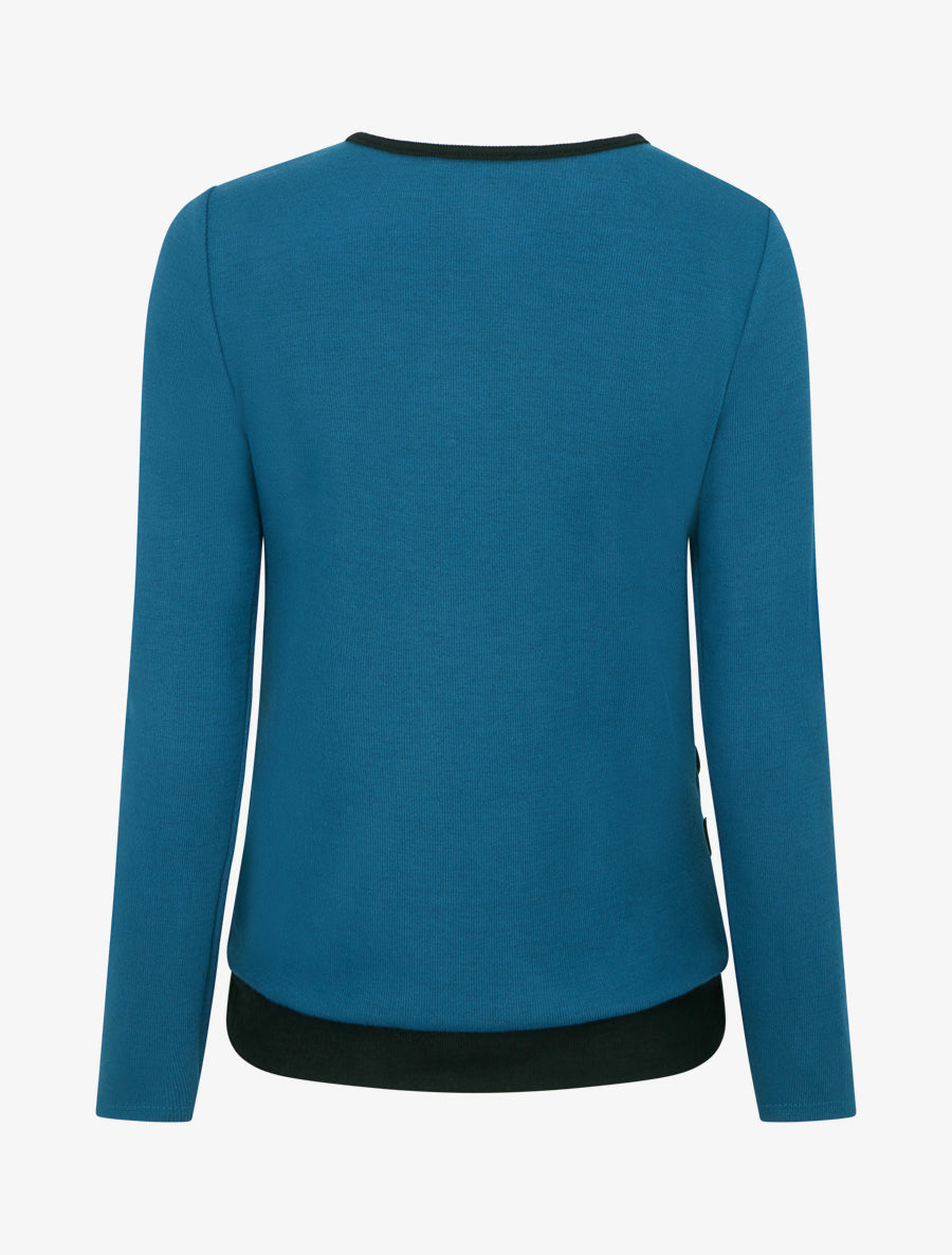 Pull fin ajouré à boutons - Bleu canard - 2