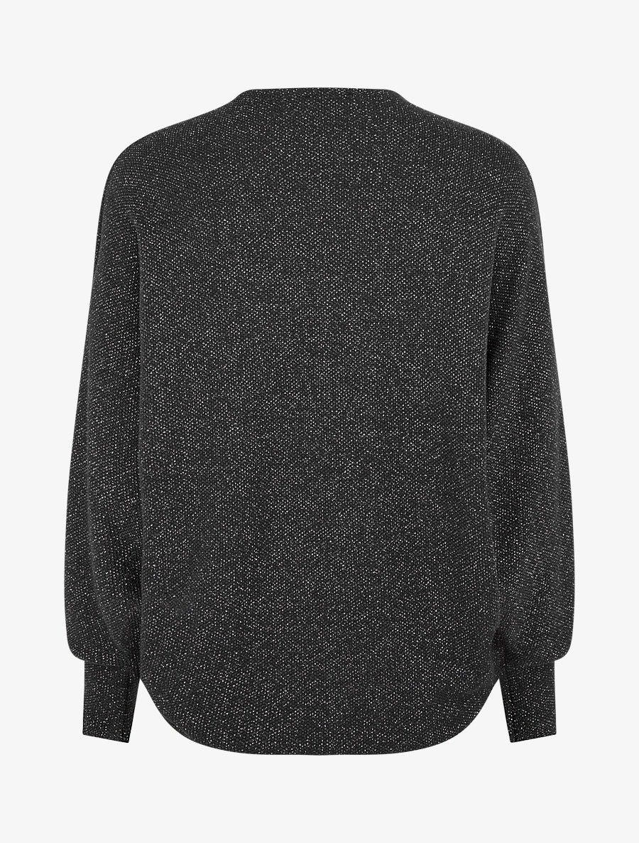 Gilet uni irisé à manches chauves-souris - Noir - 2