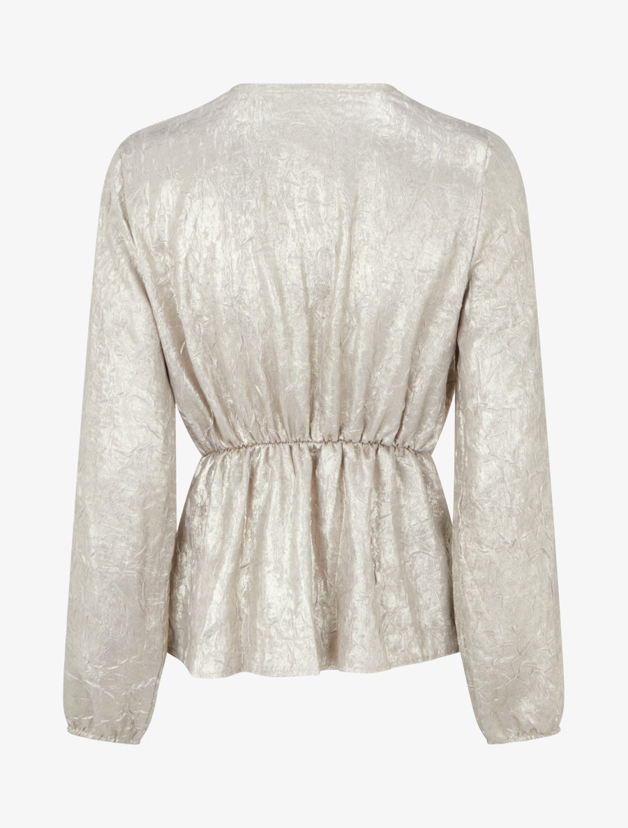 Blouse irisée élastiquée à col cache-coeur - Argent - 2