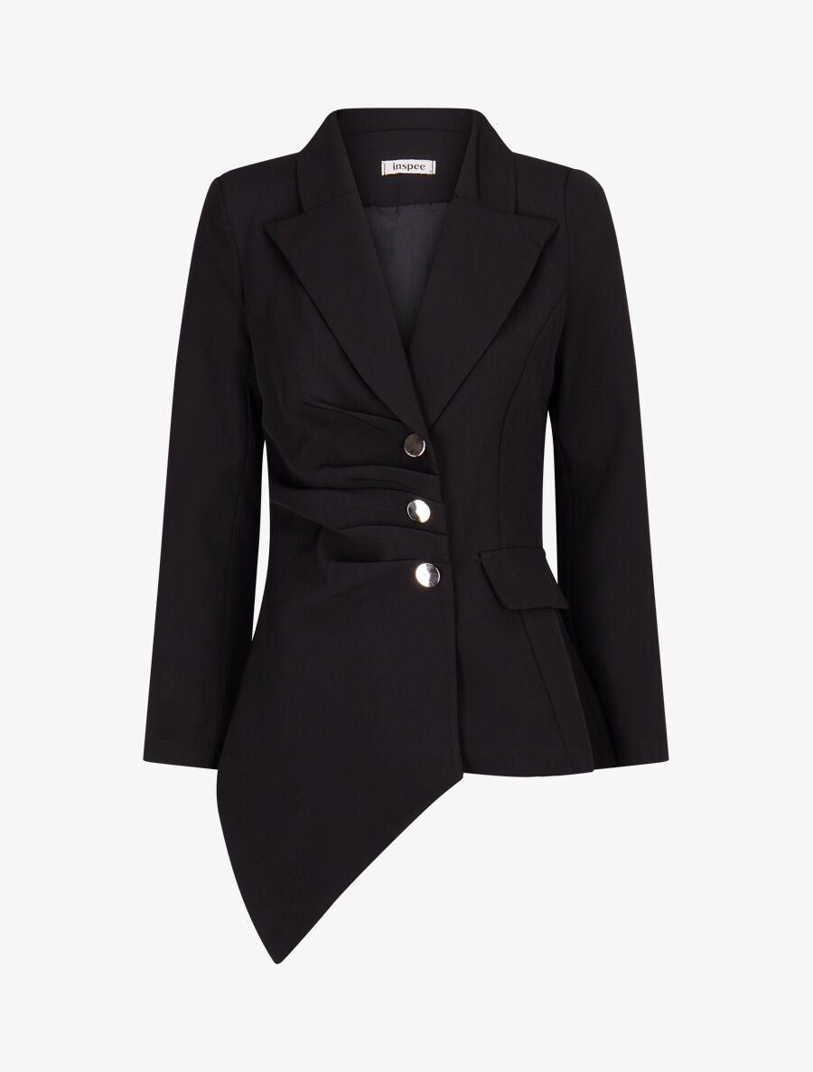 Veste asymétrique à plis - Noir - 1
