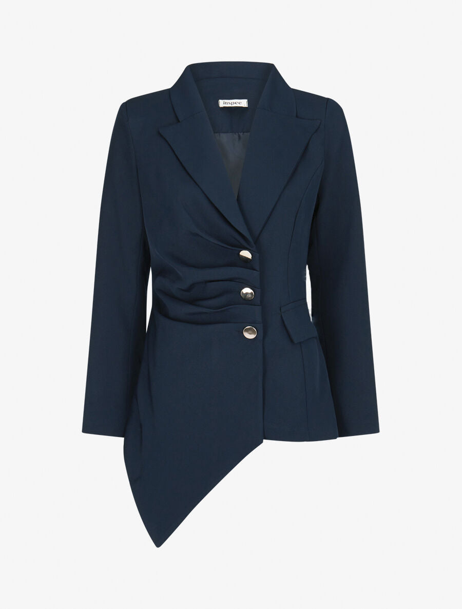 Veste asymétrique à plis - Marine - 1