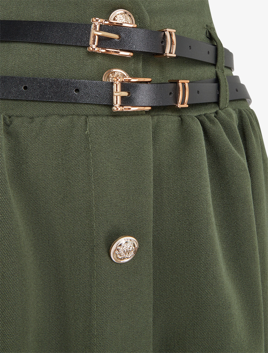 Jupe midi à double ceinture - Kaki - 3