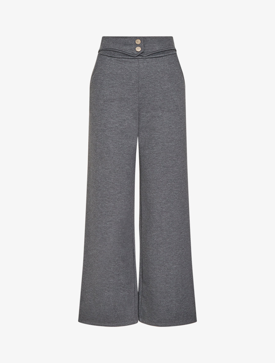 Pantalon taille à pan boutonné - Gris anthracite - 1