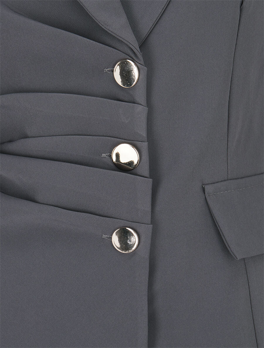 Veste asymétrique à plis - Gris foncé - 3