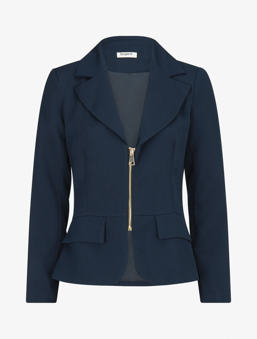 Veste cintrée à zip - Marine - 4