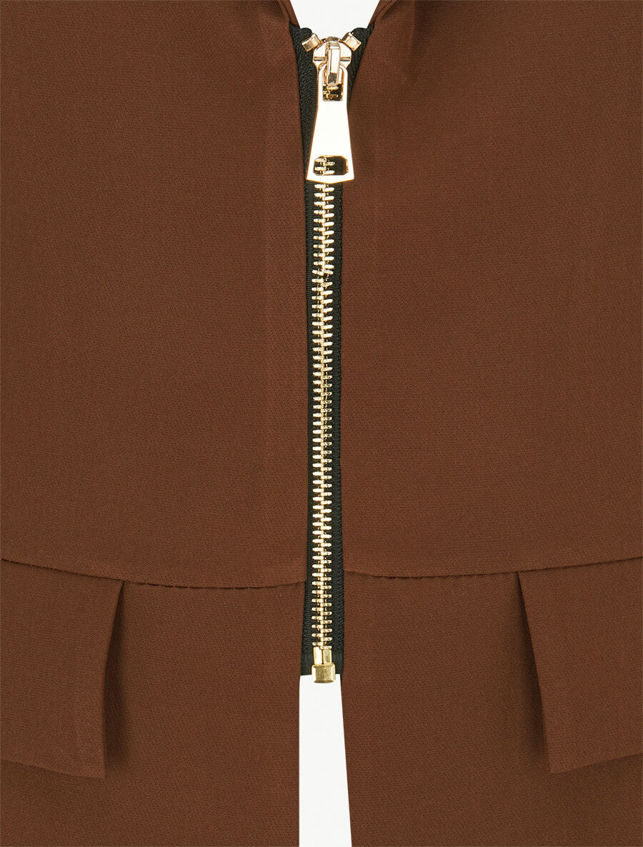 Veste cintrée à zip - Marron - 3