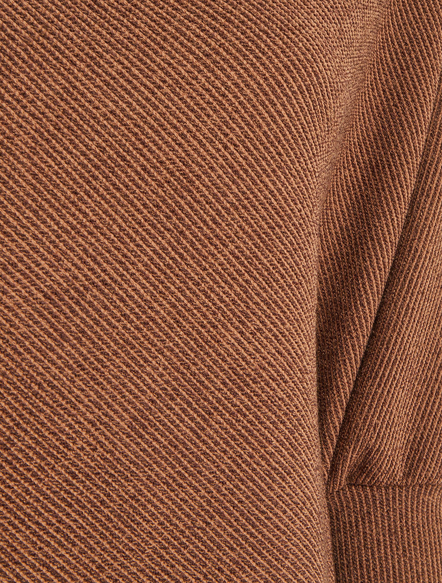 Poncho fin uni à manches longues - Marron - 3