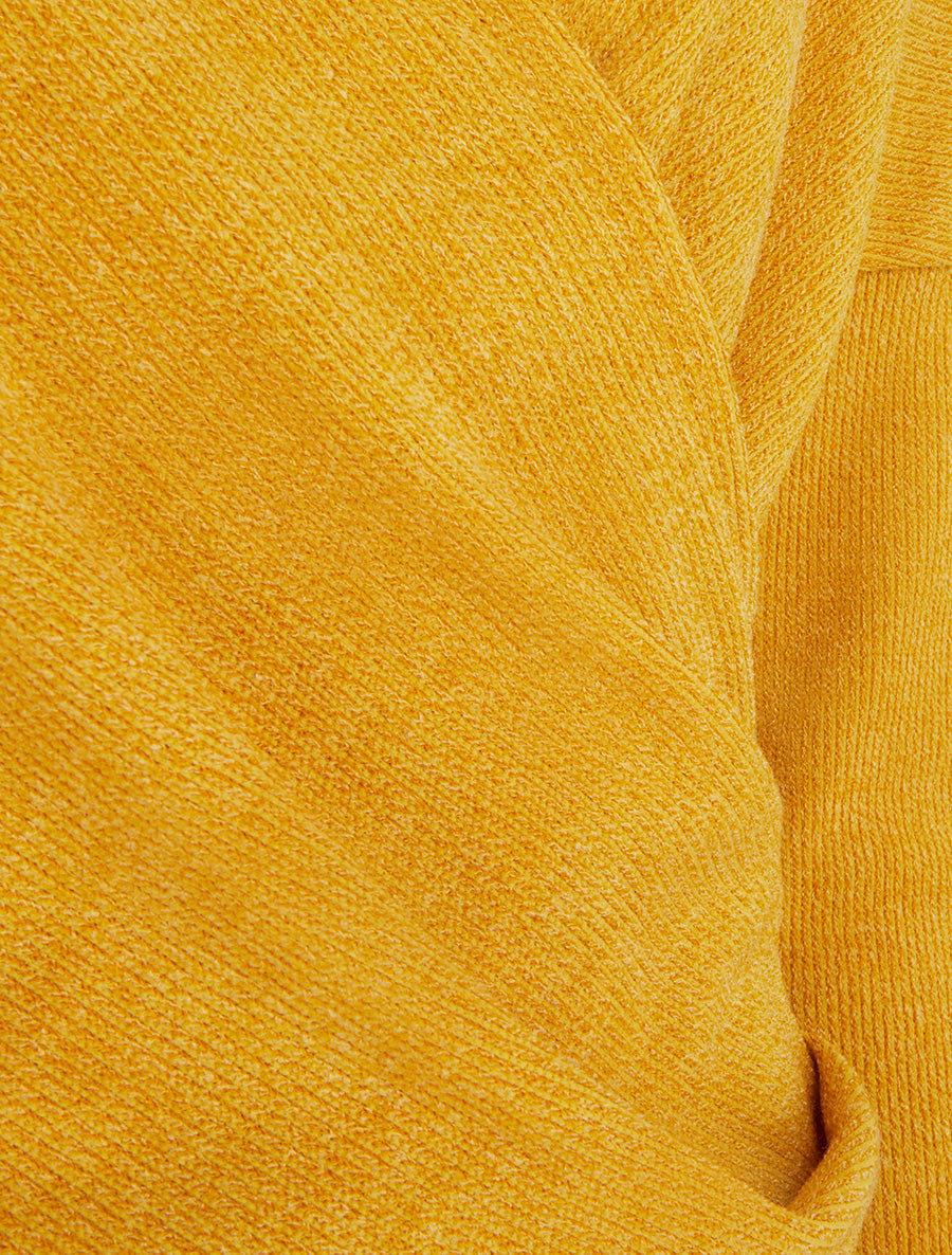 Pull fin uni à col cache-coeur - Jaune moutarde - 3
