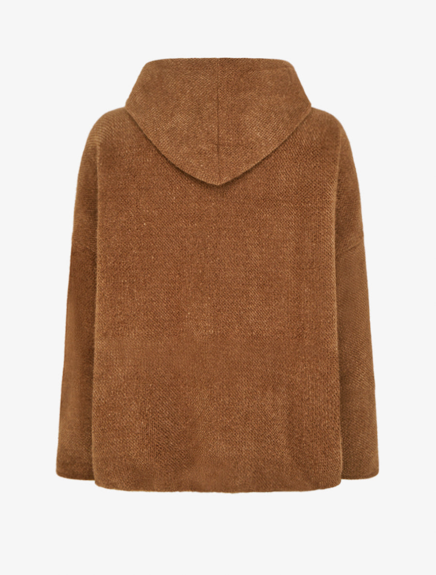 Gilet en maille zippé à capuche - Camel - 2