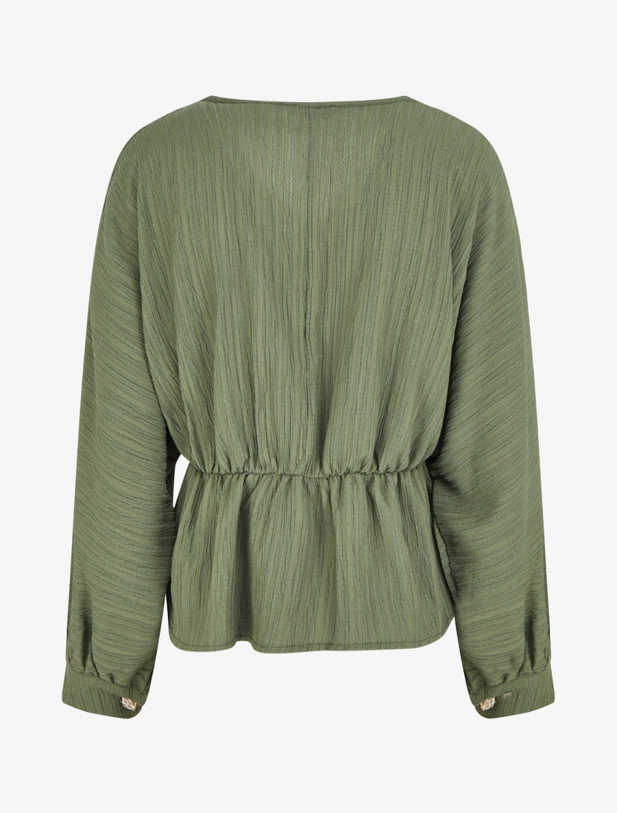 Blouse fluide à boutons décoratifs - Kaki - 2
