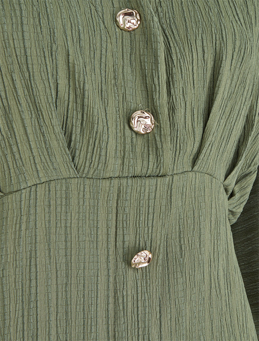 Blouse fluide à boutons décoratifs - Kaki - 3
