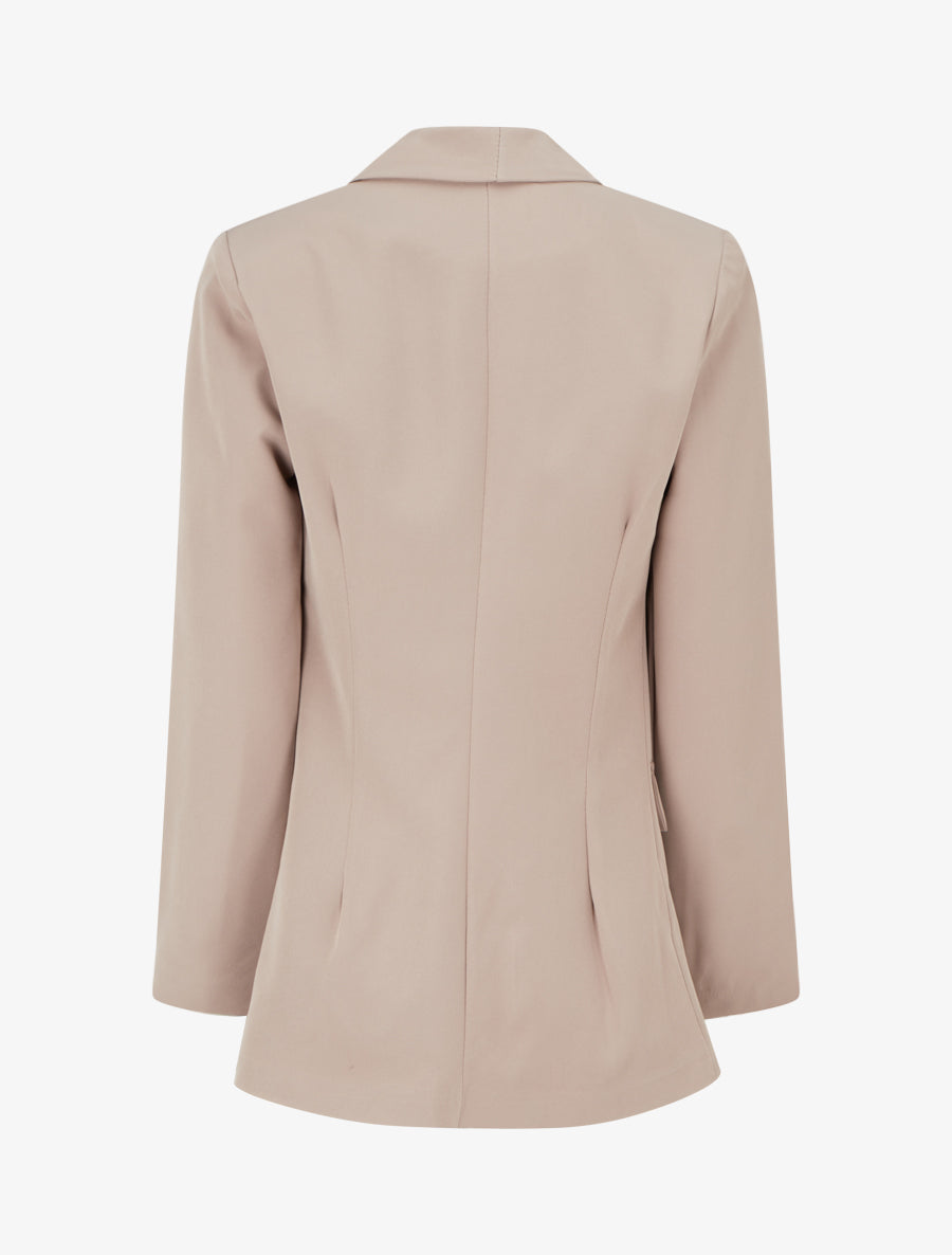 Blazer uni à poches décoratives - Taupe - 2