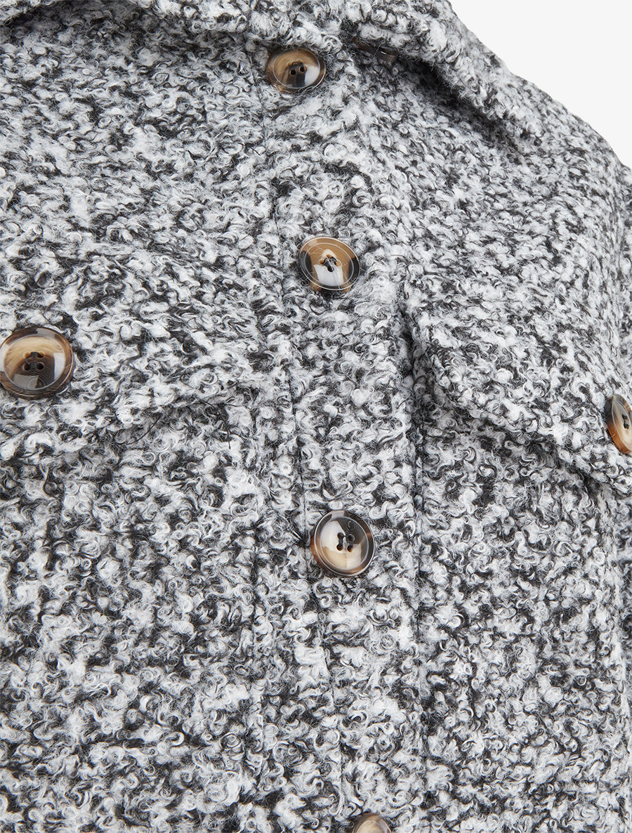 Manteau court effet laine bouclée - Gris - 3