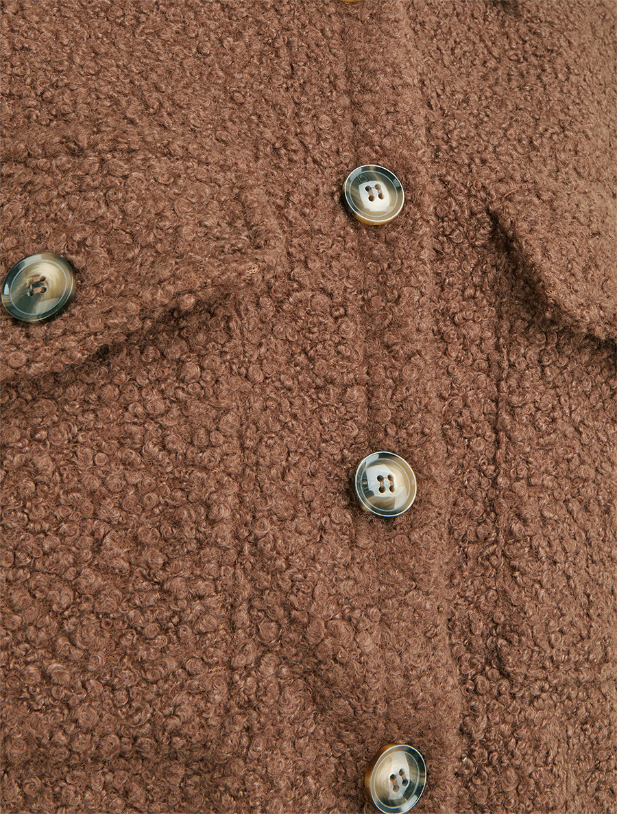 Manteau court effet laine bouclée - Marron - 3