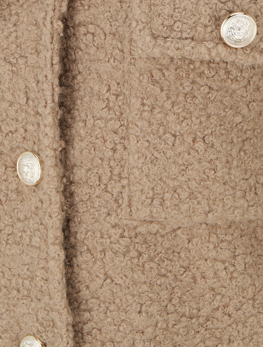 Kurzmantel in Bouclé-Wolloptik - Maulwurf