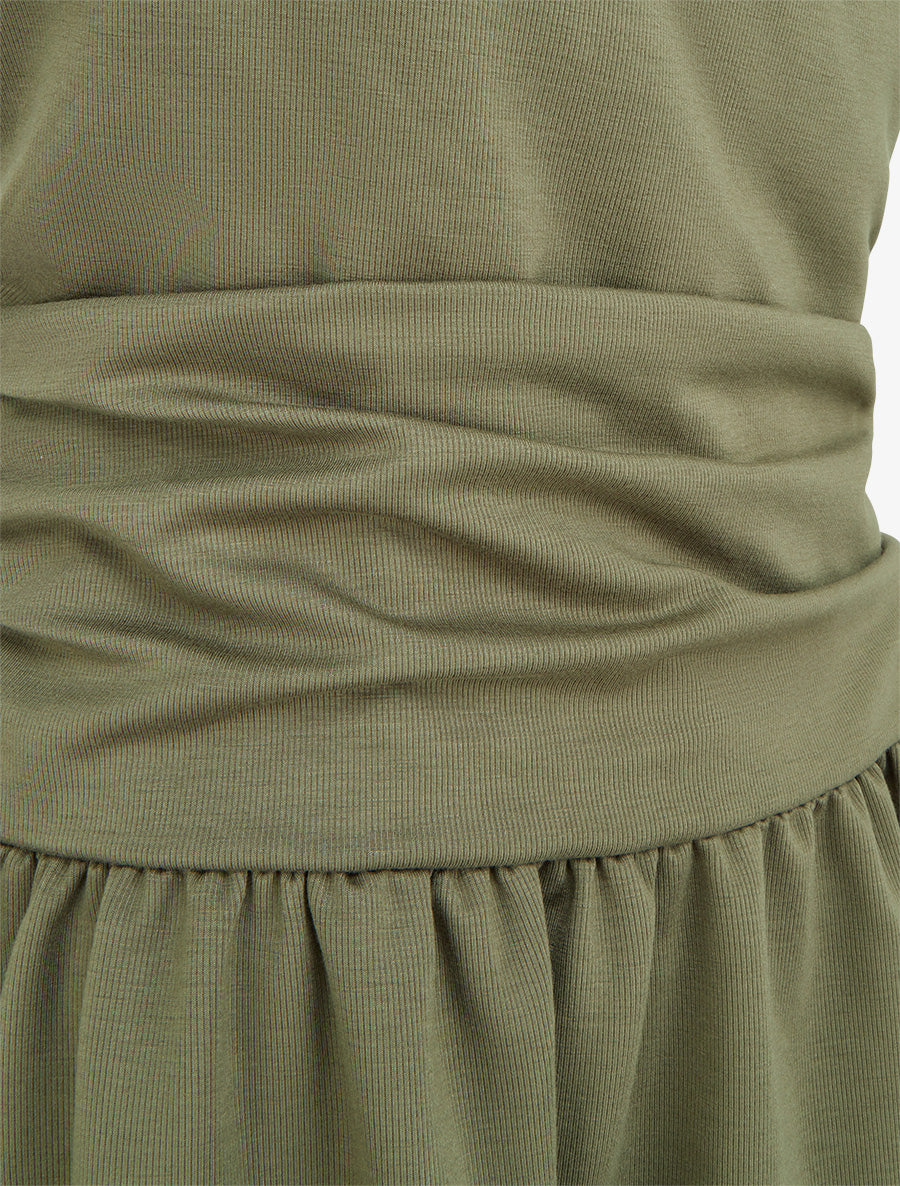Robe evasée à empiècement torsadé - Kaki - 3