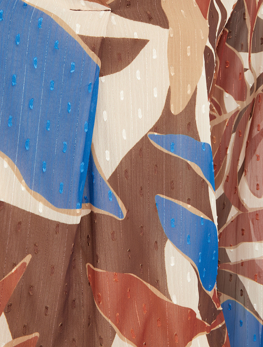 Top irisé en voile imprimé feuilles - Marron - 3