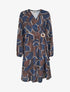 Robe élastiquée imprimé abstrait - Marine - 1