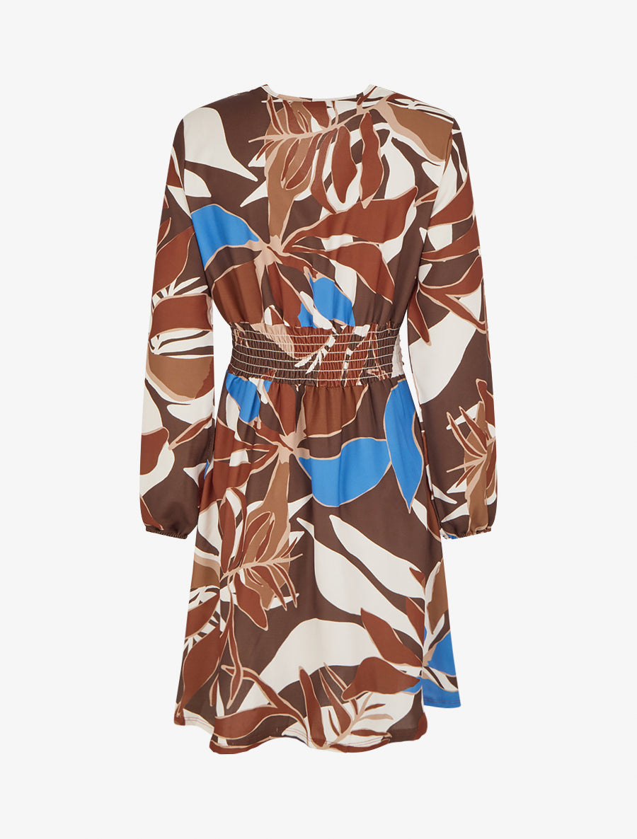 Robe imprimée à col cache-coeur - Marron - 2