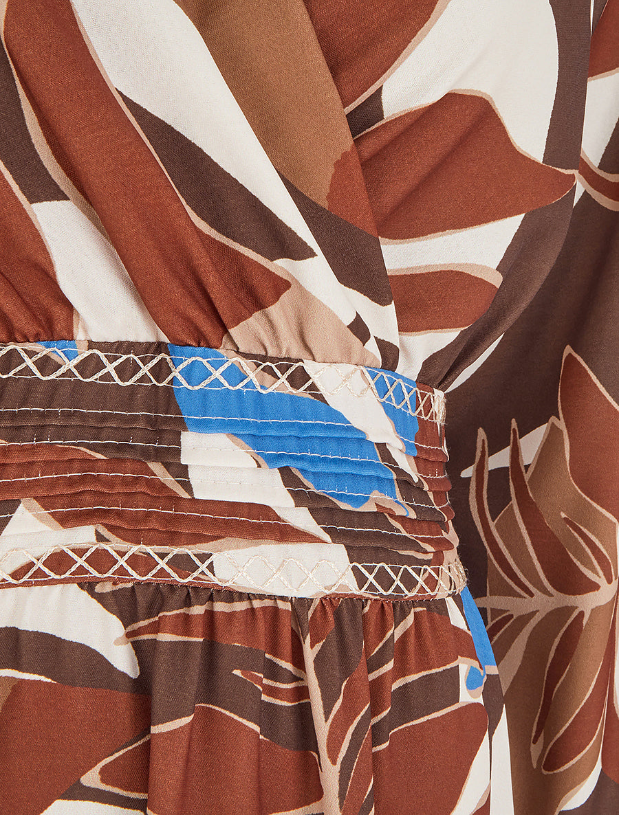 Robe imprimée à col cache-coeur - Marron - 3