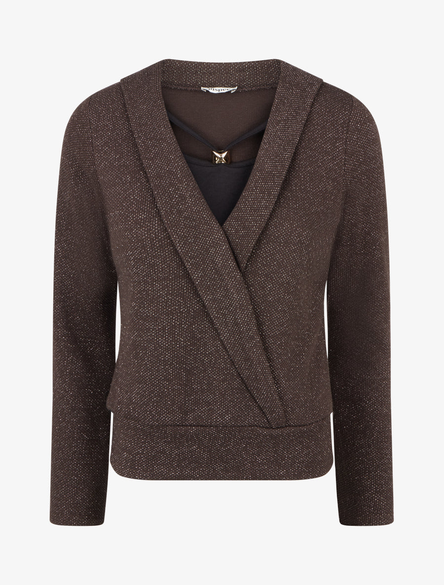 Pull superposé effet gaufré irisé - Chocolat - 1