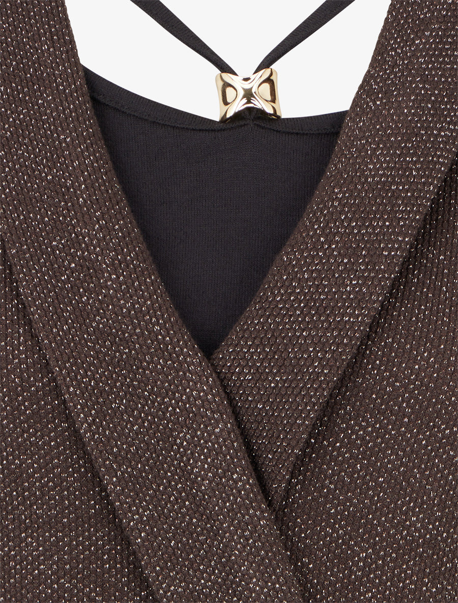 Pull superposé effet gaufré irisé - Chocolat - 3