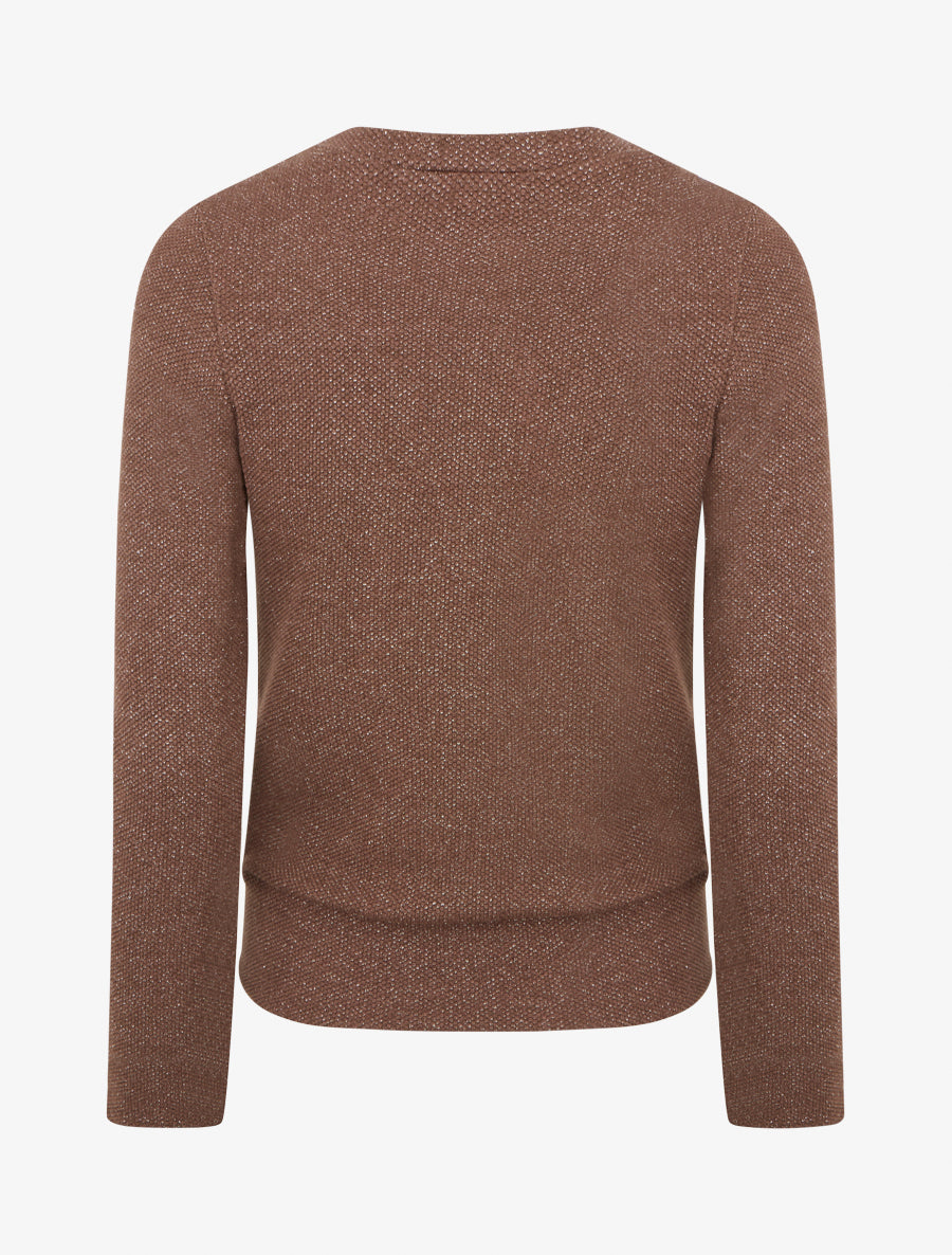 Pull superposé effet gaufré irisé - Marron - 2