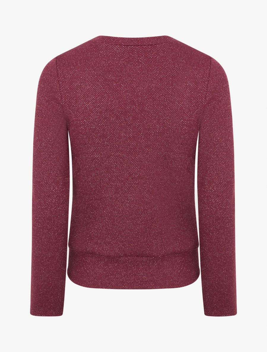 Pull superposé effet gaufré irisé - Prune - 2