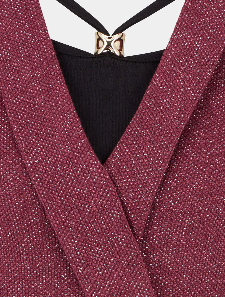 Pull superposé effet gaufré irisé - Prune - 3