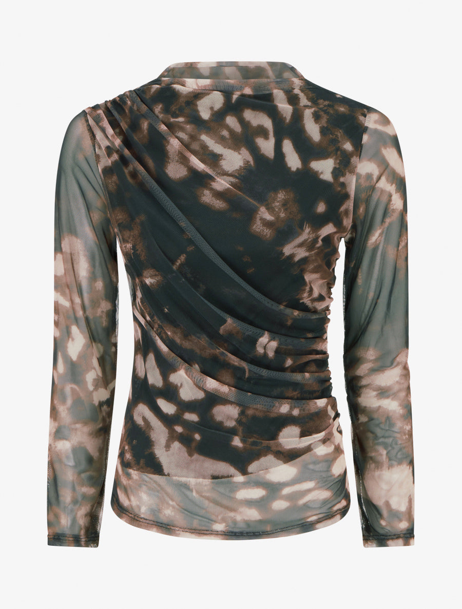 Top imprimé graphique en tulle - Noir - 1